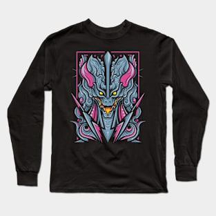 Cyber Style Halloween Dragon Abstract Geometric Art Long Sleeve T-Shirt